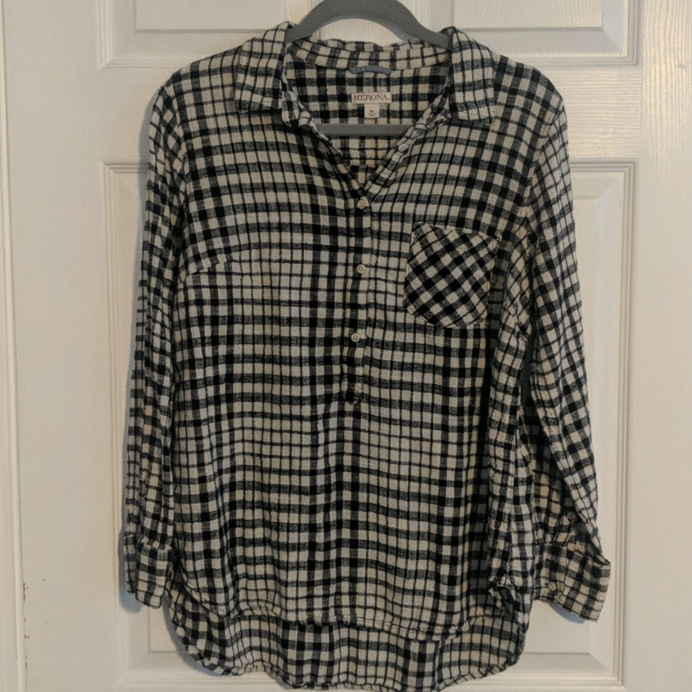 100% cotton plaid blouse